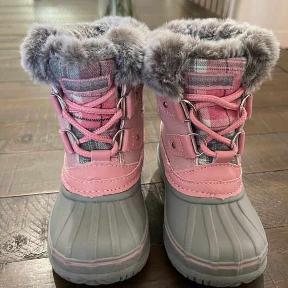 Pink Plaid Toddler Winter Boots - Picture 2 of 4